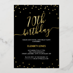 Gold Black Calligraphy Confetti 70th Birthday