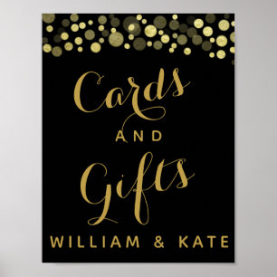 Gold & Black cards and gifts party or wedding sign