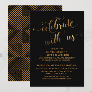 Gold Black Celebrate with Us Post-Wedding Event Invitation