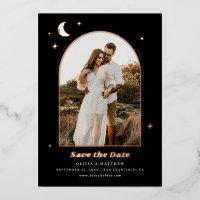 Gold Black Celestial Save the Date | Moon Photo