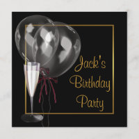 Gold Black Champagne Mans Birthday Party