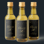 Gold & Black Cheers 50 years, 50th Birthday Party Wine Label<br><div class="desc">These miniature liquor bottle labels are perfect for a modern chic black & gold 50th birthday party. The design features golden typography " Cheers to 50 years " and sparkle graphics. You can personalize the text and background colour. Matching invitations and party supplies are available at my shop BaraBomDesign. Thank...</div>