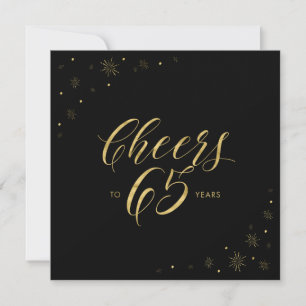 Gold & Black   Cheers 65th Birthday Party Square Invitation