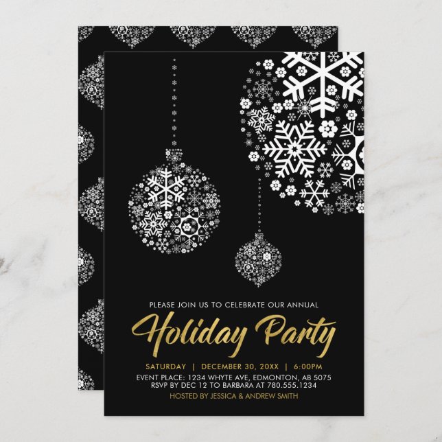 Gold & Black Chic Christmas Party Invitation (Front/Back)