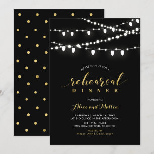 Gold & Black Chic Modern Rehearsal Dinner Invite