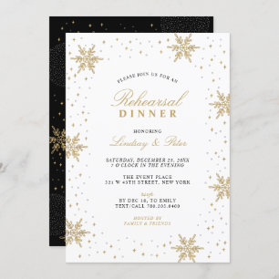 Gold & Black Christmas Rehearsal Dinner Invitation