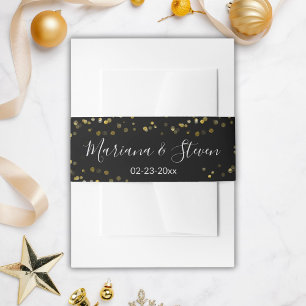 Gold Black Christmas Wedding Invitation Belly Band