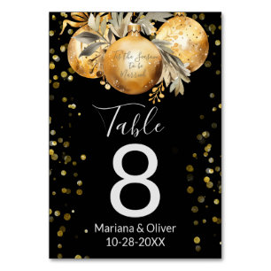 Gold Black Christmas Wedding Table Number