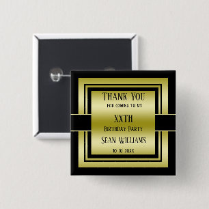 Gold & Black Class Men's Birthday Thank You 2 Inch Square Button
