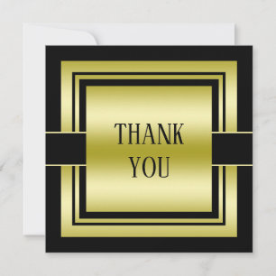 Gold & Black Class Men's Birthday Thank You Card