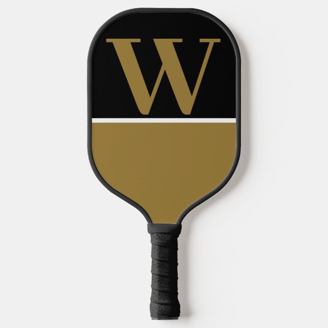 Gold Black College Monogram Pickleball Paddle (Front)