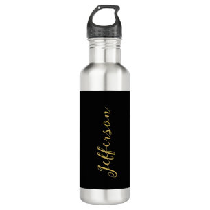 Gold black color elegant modern minimalist name 710 ml water bottle