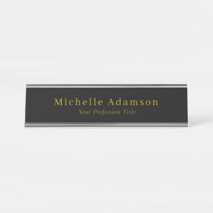 Gold & Black Color Professional Plain Modern Desk Name Plate