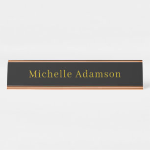 Gold & Black Color Professional Plain Modern Desk Name Plate