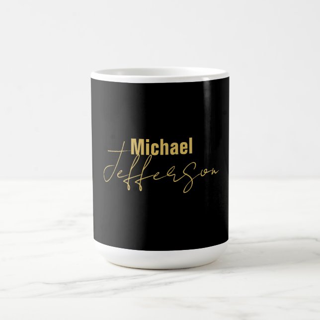 Gold black colour elegant modern minimalist name coffee mug (Center)