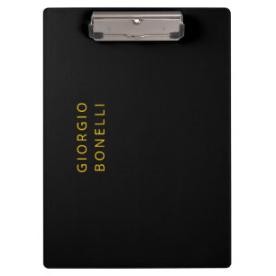 Gold & Black Colour Minimalist Personal Modern Nam Clipboard