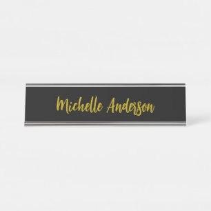 Gold & Black Colour Modern Minimalist Name Desk Name Plate