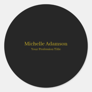 Gold & Black Colour Professional Plain Modern Classic Round Sticker