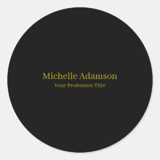 Gold & Black Colour Professional Plain Modern Classic Round Sticker