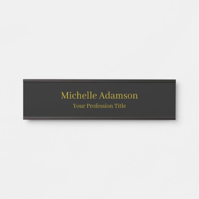 Gold & Black Colour Professional Plain Modern Door Sign (Front)