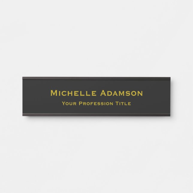 Gold & Black Colour Professional Plain Modern Door Sign (Front)