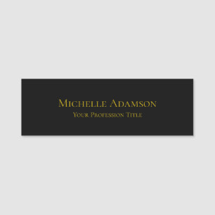 Gold & Black Colour Professional Plain Modern Name Tag