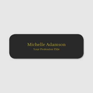 Gold & Black Colour Professional Plain Modern Name Tag