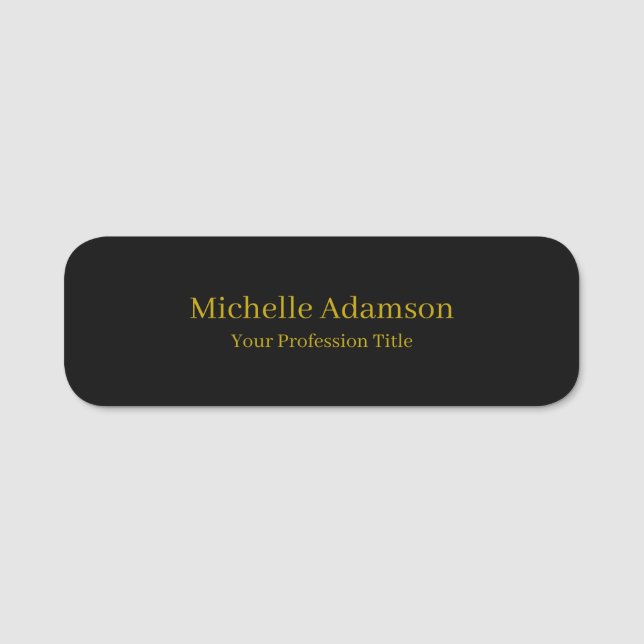 Gold & Black Colour Professional Plain Modern Name Tag (Front)