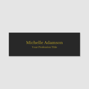 Gold & Black Colour Professional Plain Modern Name Tag