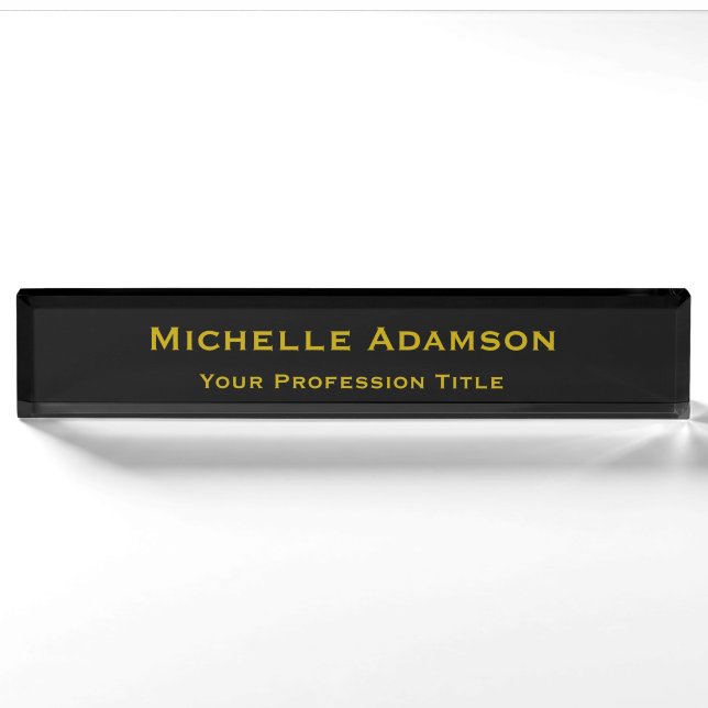 Gold & Black Colour Professional Plain Modern Nameplate (Front)