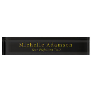 Gold & Black Colour Professional Plain Modern Nameplate