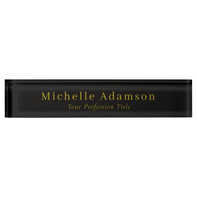 Gold & Black Colour Professional Plain Modern Nameplate (Front)