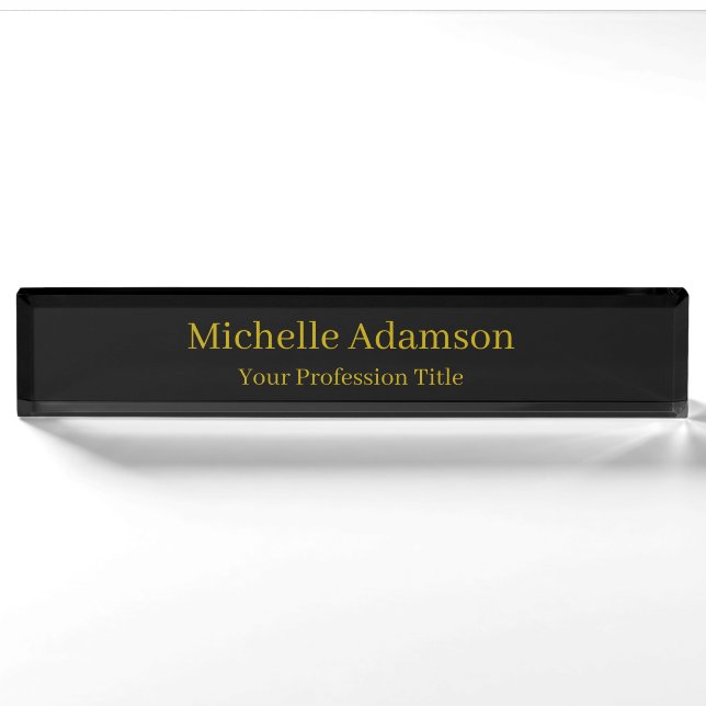 Gold & Black Colour Professional Plain Modern Nameplate (Front)