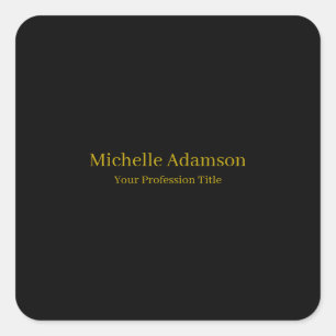 Gold & Black Colour Professional Plain Modern Square Sticker