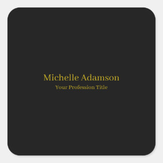 Gold & Black Colour Professional Plain Modern Square Sticker