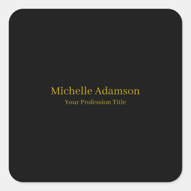 Gold & Black Colour Professional Plain Modern Square Sticker (Front)