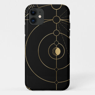Gold black compass lunar moon phase  iPhone 11 case