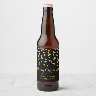 Gold Black Confetti Christmas Beer Label