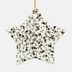 Gold Black Confetti Dots Ceramic Ornament