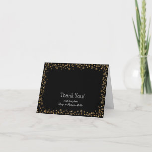 Gold Black Confetti Dots Thank You Card