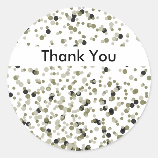 Gold Black Confetti Dots thank you Classic Round Sticker