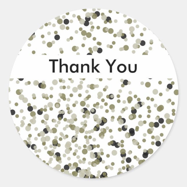 Gold Black Confetti Dots thank you Classic Round Sticker (Front)