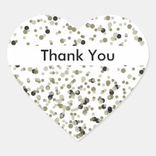 Gold Black Confetti Dots thank you Heart Sticker
