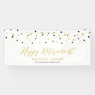 Gold & Black Confetti   Happy Retirement Party Ban Banner