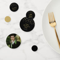 Gold Black Confetti Modern Graduation Party Decor