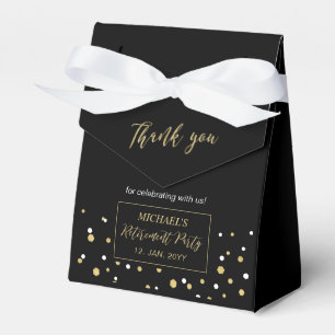 Gold & Black Confetti Modern Retirement Party Favor Box