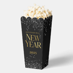 Gold Black Confetti New Year's Eve Party Favor Box