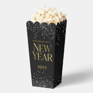 Gold Black Confetti New Year's Eve Party Favor Box