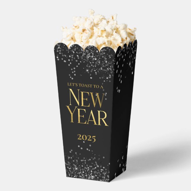 Gold Black Confetti New Year's Eve Party Favor Box (Popped)