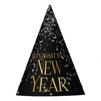 Gold Black Confetti New Year's Eve Party Hat